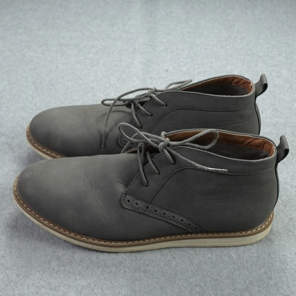 Reserved Footwear Boots Mens 10 Gray Faux Leather Chukka Lace Up‎ Casual Shoes